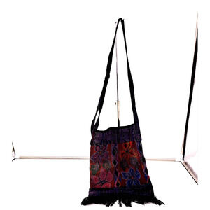 NEW The Collection Royal Small Hippie Tapestry fringe crossbody strap zipper Bag